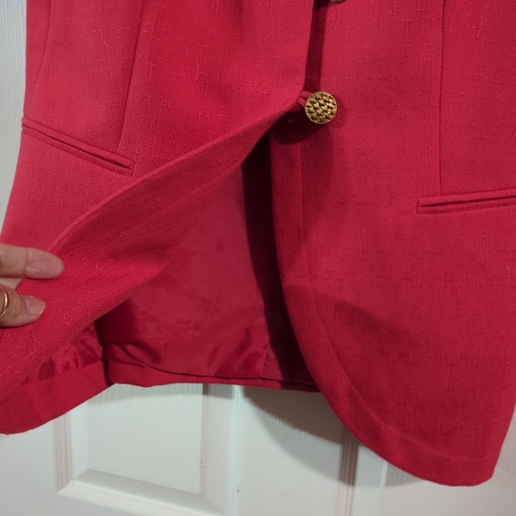 Vtg Atrium Collection Deep Reddish Pink Jacket Blazer Size 10 Shoulder Pads - Picture 6 of 9